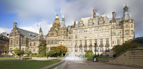 Sheffield town hall pictured on a sunny day.